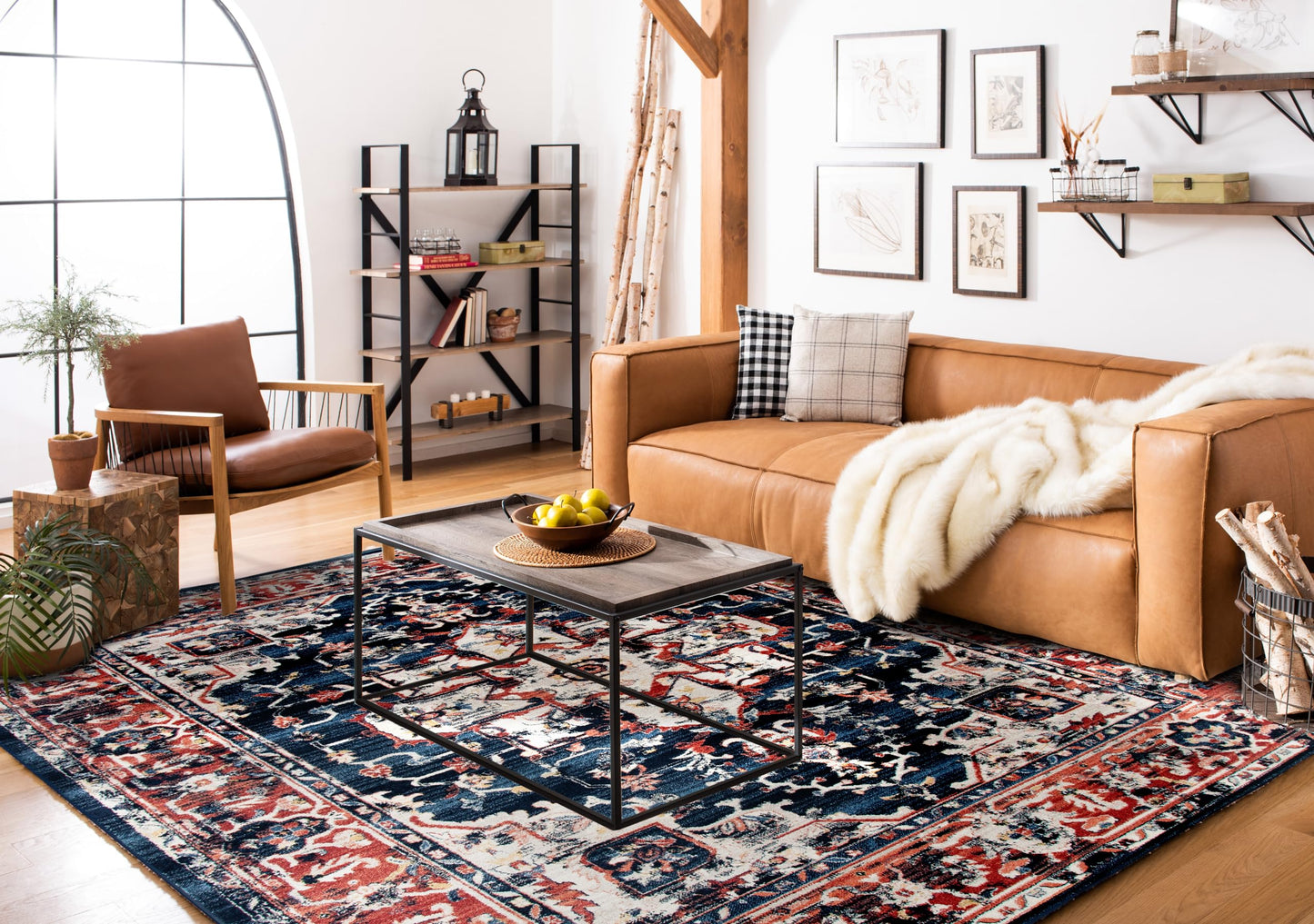 SAFAVIEH Charleston Collection Area Rug - 9' x 12', Navy & Red, Oriental Distressed Design, Non-Shedding & Easy Care, Ideal for High Traffic Areas in Living Room, Bedroom (CHL411L)