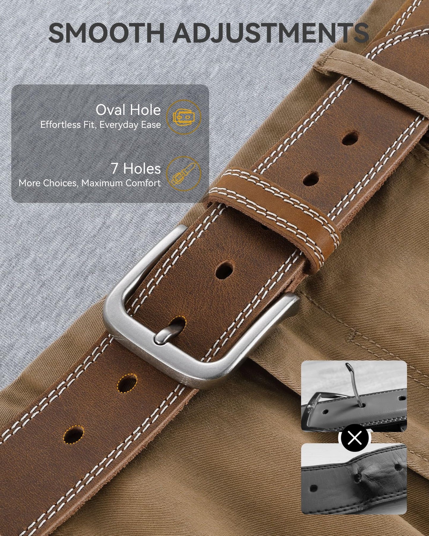 CHAOREN Full Grain Leather Belt for Men, Work Belts for Men Heavy Duty, Daily Wear for Jeans Pants