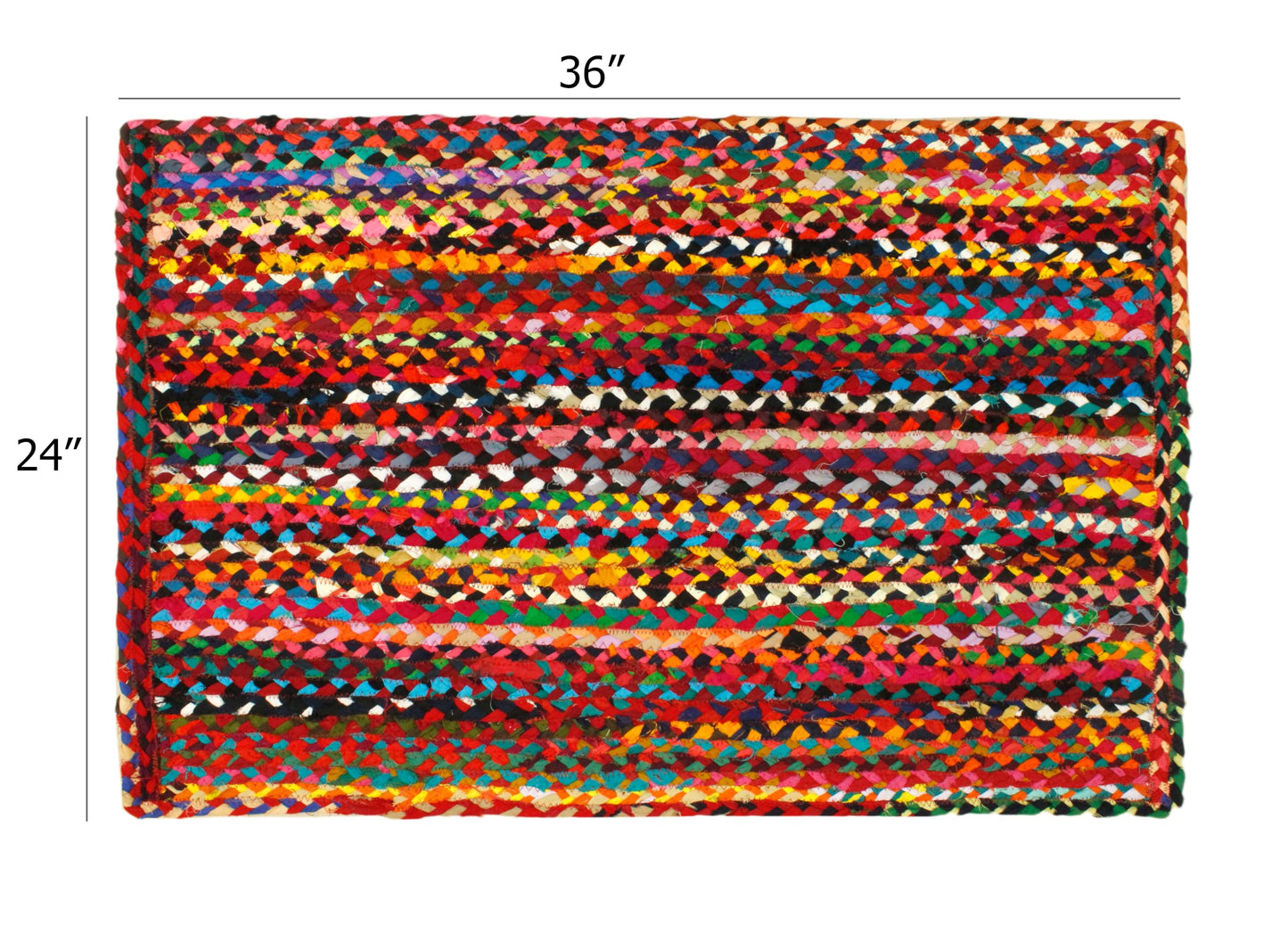 COTTON CRAFT Cotton Chindi Braid Rag Rug - Boho Farmhouse Rustic Area Accent Throw Rug - Handwoven Reversible Natural Recycled Cotton - Living Room Den Study Home Décor Gift - 2' x 3' - Multi Color