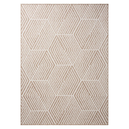 Nicole Miller New York Patio Country Ombre Geo Indoor Outdoor Area Rug, UV Fade Resistant, Low Pile, Beige/Cream, 7'9"x10'2"
