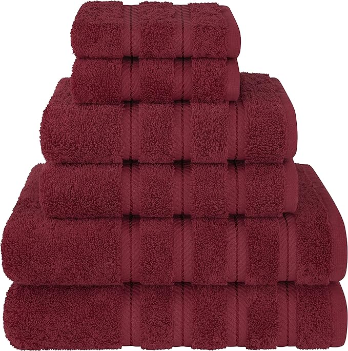 American Soft Linen Luxury 6 Piece Towel Set, 2 Bath Towels 2 Hand Towel 2