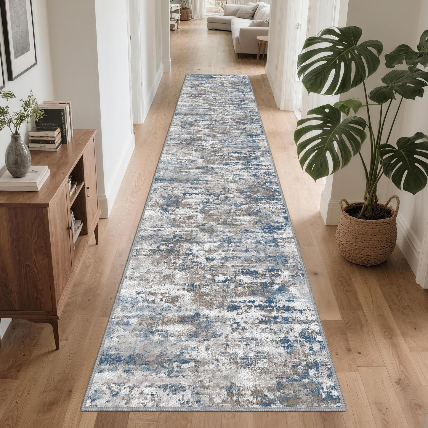 TTelephant Runners for Hallways Ultra Non-Slip 2x10 Long Runner Rugs Washable Abstract Tear and Stain Resistance No Pile Lightweight Modern Rug Runners for Entryway, Kitchen, Walkway, Entrance, Multi