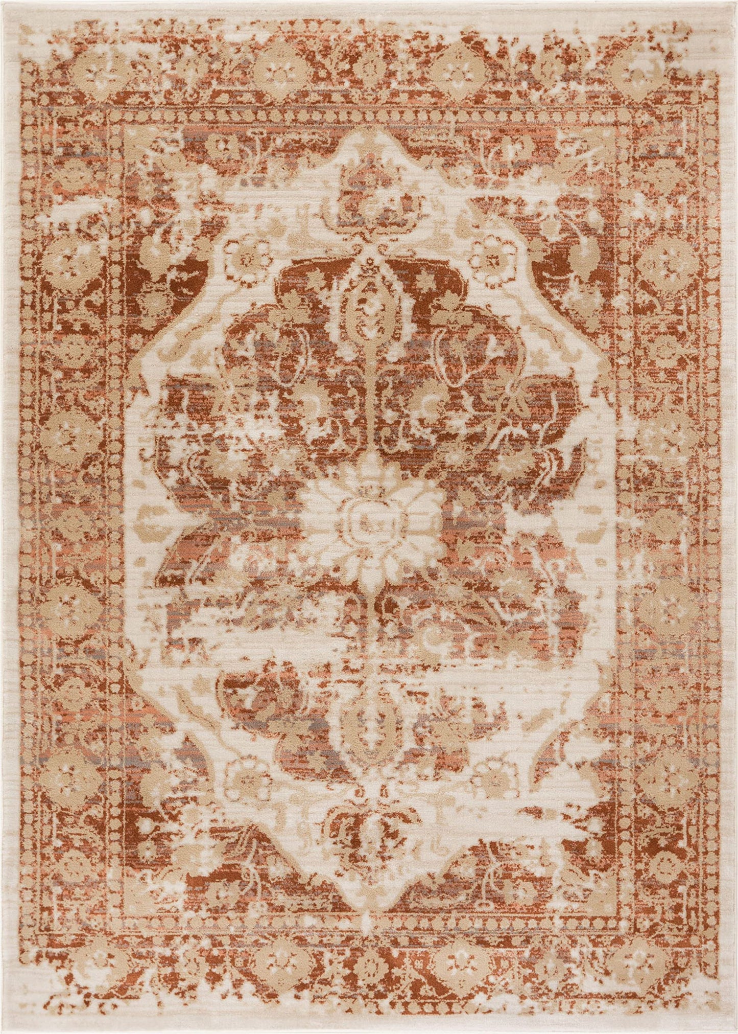 Well Woven Kensington Maxwell Copper Modern Medallion Antique Vintage Distressed Area Rug 3'11" x 5'3"