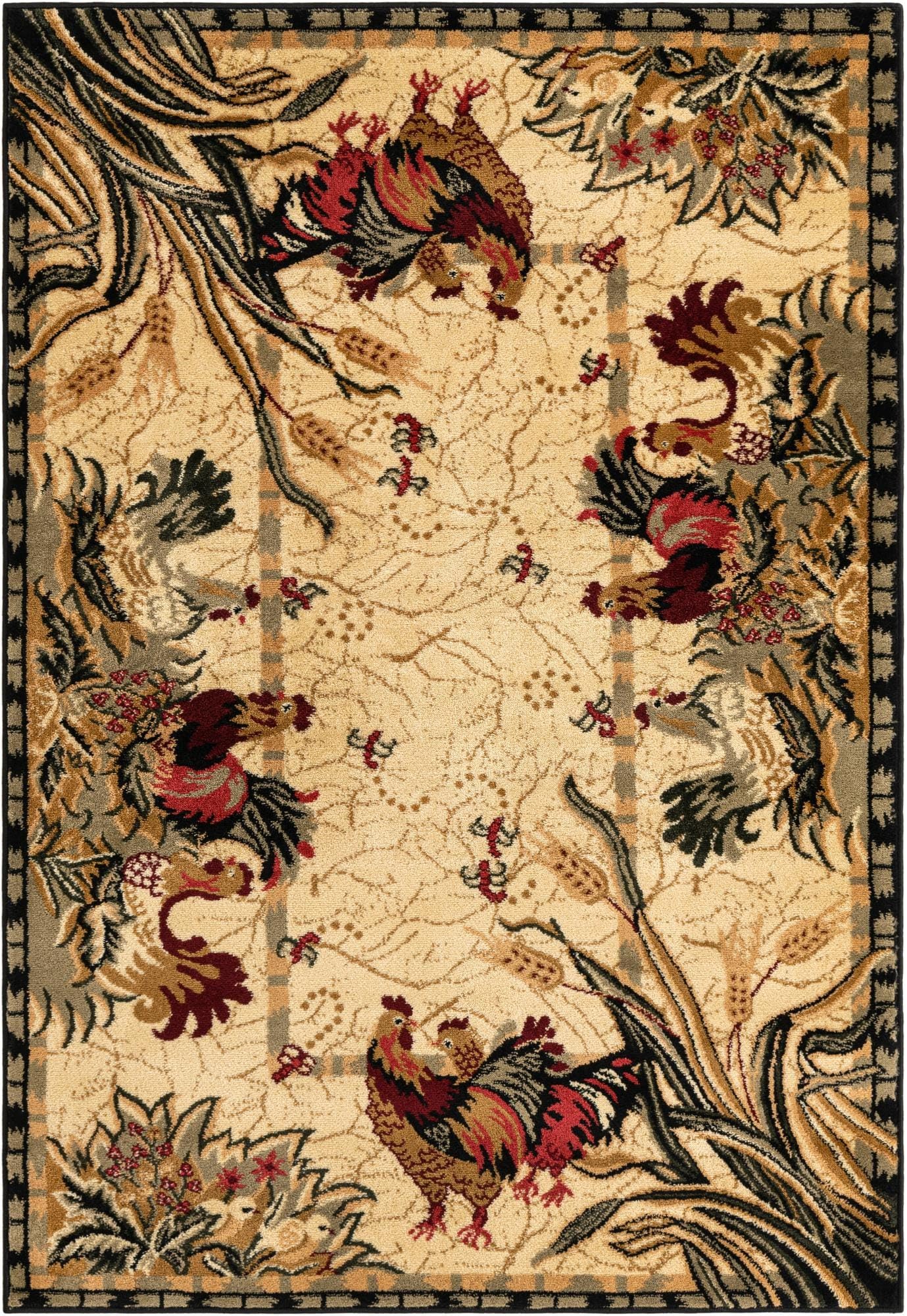 Rugs.com - Pastoral Rug – 4' 1 x 6' 1 Cream Easy-Clean Stain-Resistant Rug – Rustic Country Style for Kitchens, Entryways, and Dining Rooms