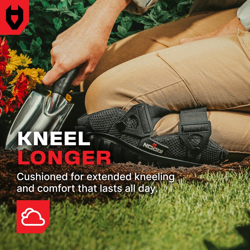 NoCry Professional Gel Knee Pads for Work with Soft Foam and Gel Cushion — Heavy Duty Cap, Reinforced Adjustable Straps, Military Grade Rivets and Built-in Hang Loops — Perfect for Construction