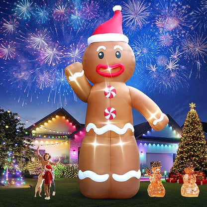 20FT Christmas Giant Inflatable Outdoor Decorations, Blow Up Gingerbread Man Yard Decoration, Xmas Decor Build-in LED Lights for Garden Lawn Yard Porch Holiday Party