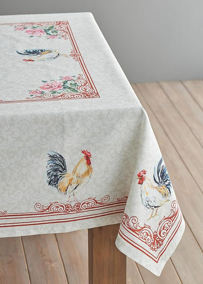 Maison d' Hermine Table Cloth Rectangle Table 100% Cotton 60 x 90 Inches Tablecloth Reusable Decorative Everyday Use for Dining Room, Farmhouse, Home, Party, Festive & Wedding Spring Summer - Campagne