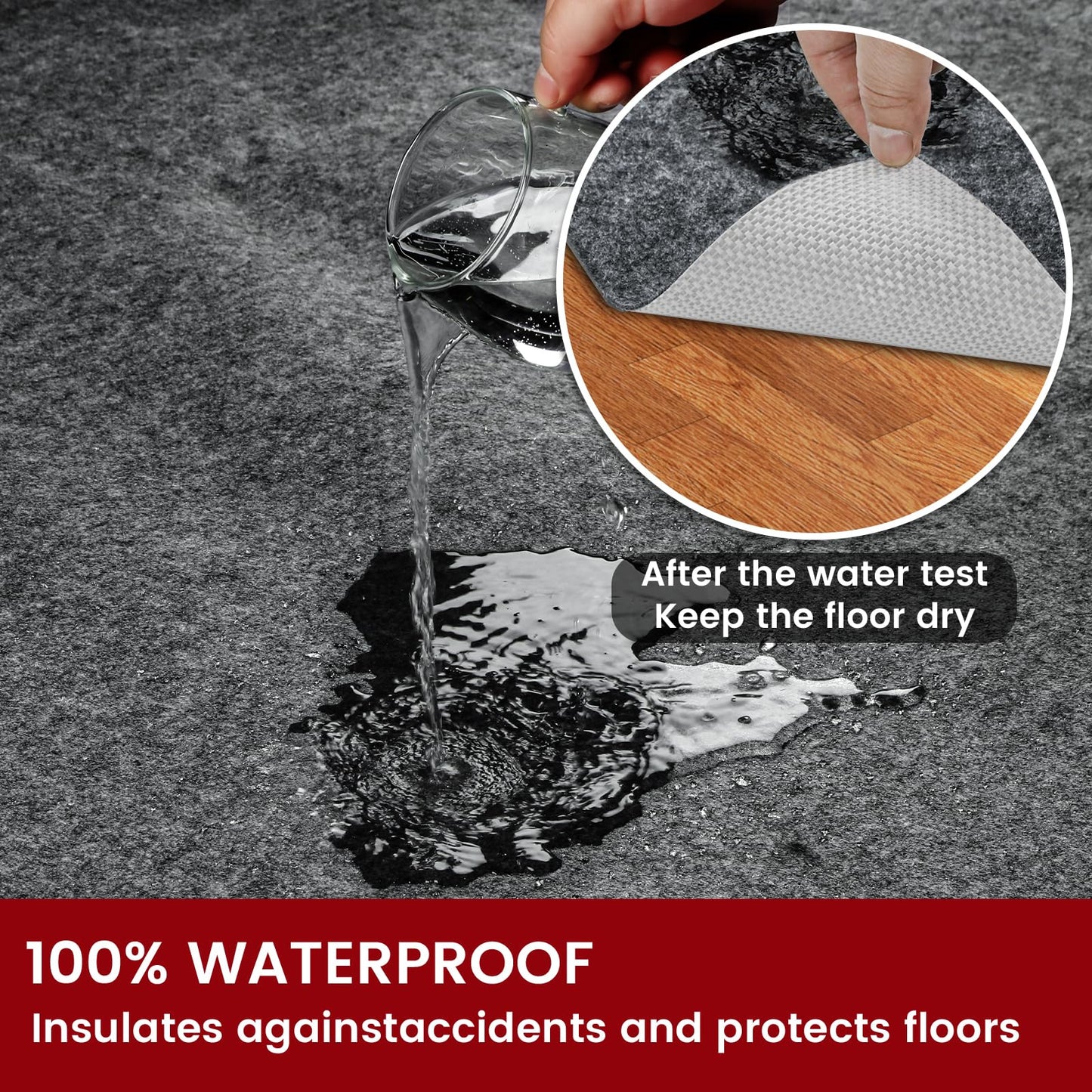 Waterproof Rug Pad, 5x7 ft Area Rug Non-Slip Carpet Pad, Non-Slip Rug Pads for All Floors and Finishes, Felt Pad for Hardwood Floors, Keeps Carpets in Place Soft and Safe