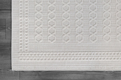 Luul Home Micro Loop Indoor Rug White 5x7 Boho Geometric Neutral Area Rugs for Living Room Soft Luxury Modern Low and High Pile Durable Stain Resistant Non-Shedding Indoor Area Carpet 5 x 7