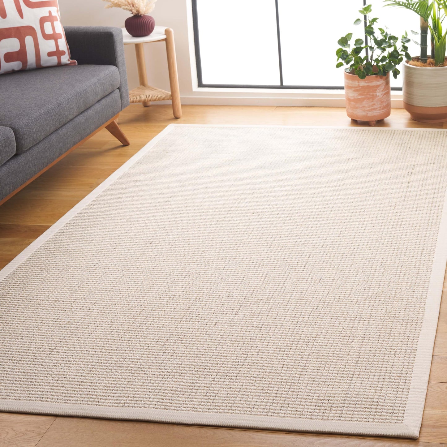 Safavieh Palm Beach Collection Area Rug - 5' x 8', Ivory, Geometric Design, Wool & Sisal, Ideal for The Living Room, Bedroom, Dining Room (PAB626A-5)