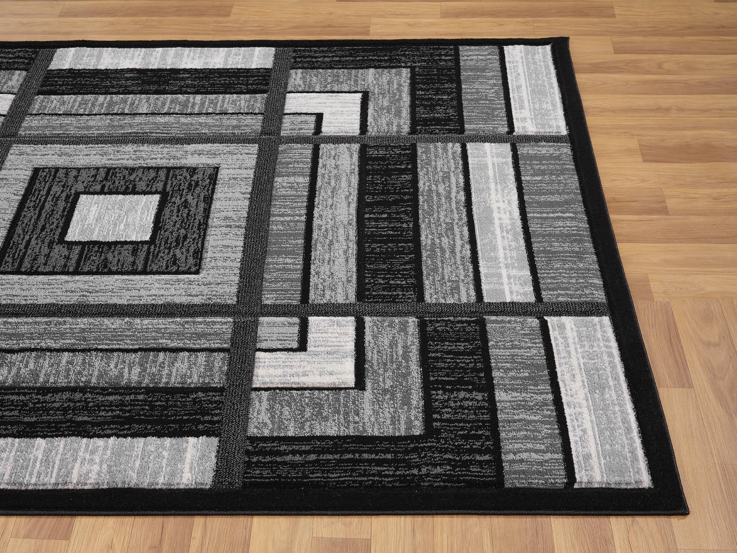 HADBA Modern 5x7 Grey Geometry Living Room Rug - Area Rugs for Living Room Dining & Bedroom - Hand Carved Runner Carpet - Durable Polyester - Non-Fade Stain-Resistant - Turkish Made