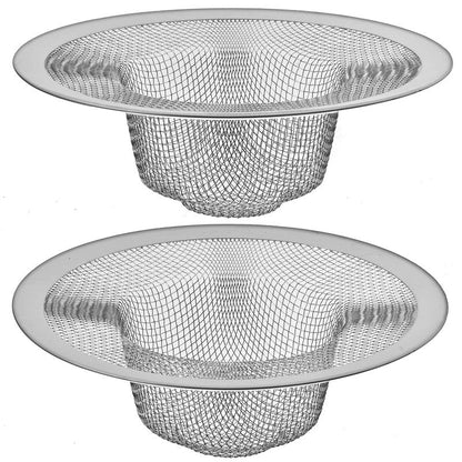 2 Pack - 4.5" Top / 3" Mesh Basket - Kitchen Sink Drain Strainer Stainless Steel Large Food Catcher. Fast Flow and Effective Full Mesh Basket