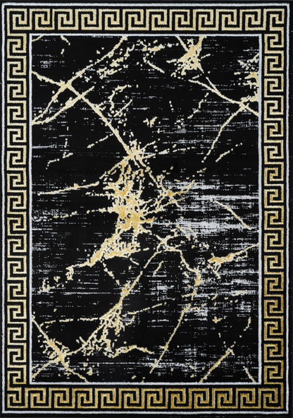 GLORY RUGS Area Rugs Marble 2x3 Black Gold Carpet Modern Abstract Rug Living Room Dining Bedroom Rug