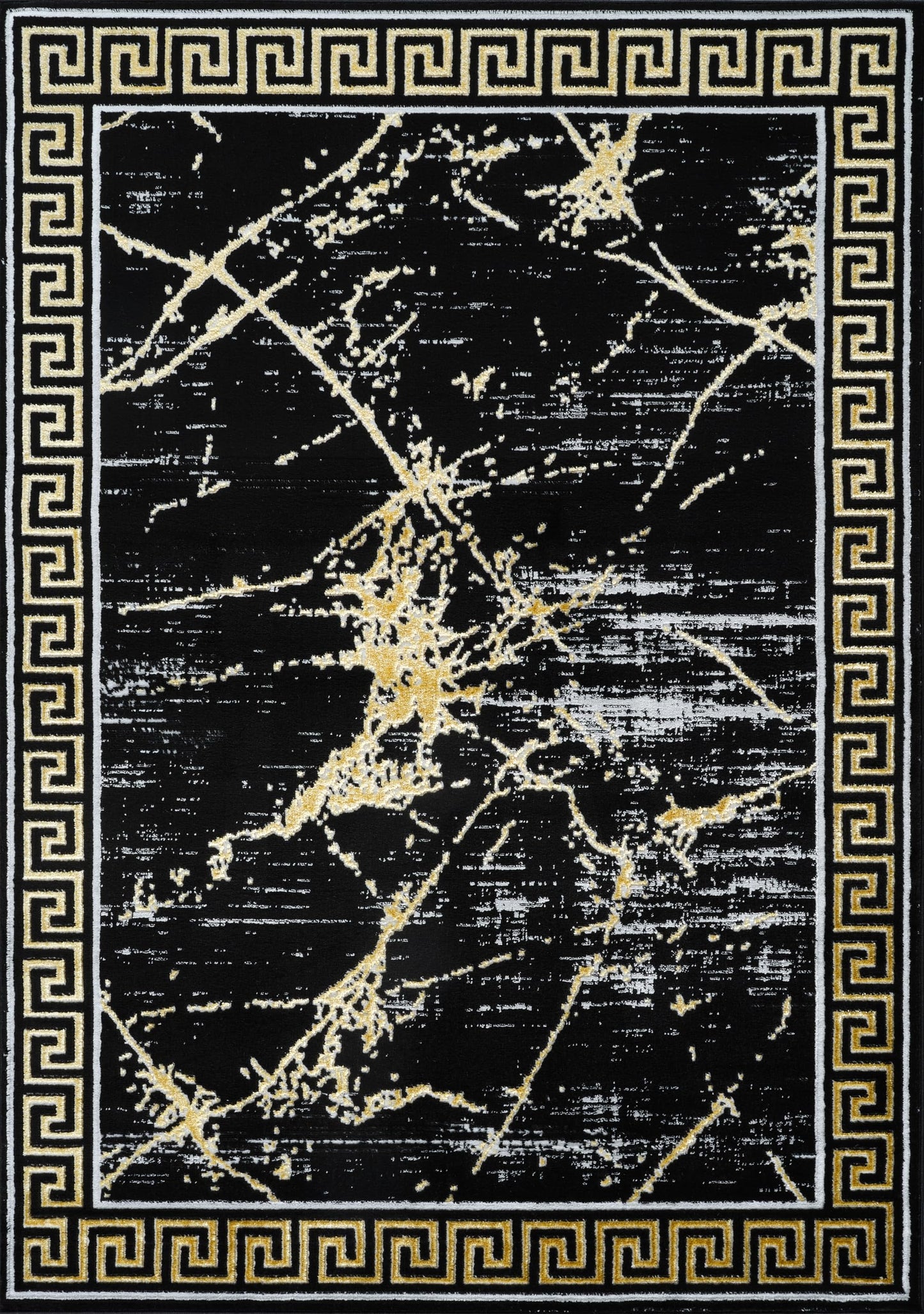 GLORY RUGS Area Rugs Marble 5X7 Black Gold Carpet Modern Abstract Rug Living Room Dining Bedroom Rug