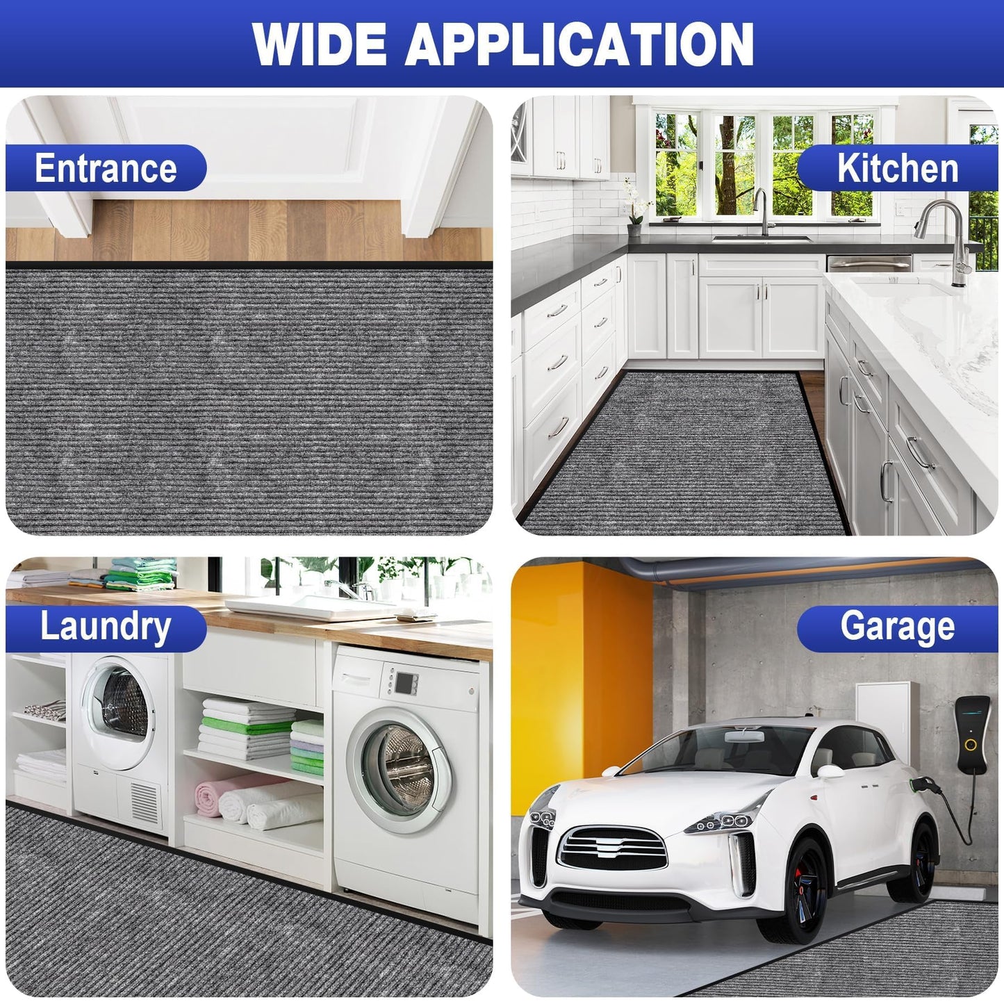 ToLanbbt Commercial Floor Mat 1.47' x 2.3' Front Door Mat Extra Large, Industrial Hallway Runner Rug Heavy Duty Outdoor Indoor Utility Mat Low Profile Entryway Carpet Non Slip Backing for Home Office