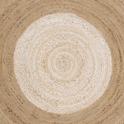 SAFAVIEH Cape Cod Collection Area Rug - 6' Round, Beige & Natural, Handmade Boho Fringe Jute & Cotton, Ideal for High Traffic Areas in Living Room, Bedroom (CAP701B)