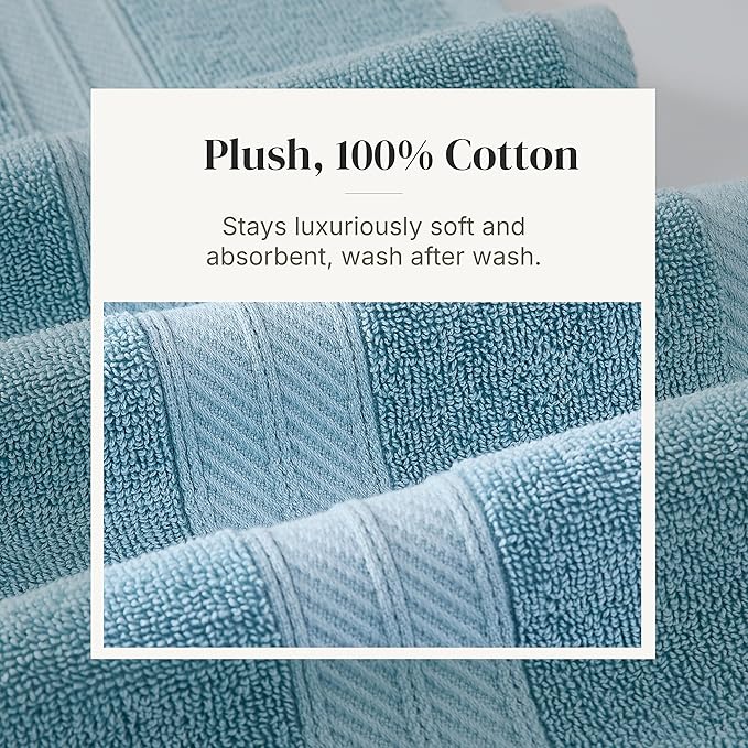 Modern Threads Trefoil Filigree 6-Piece 100% Cotton Towel Set – Reversible Yarn