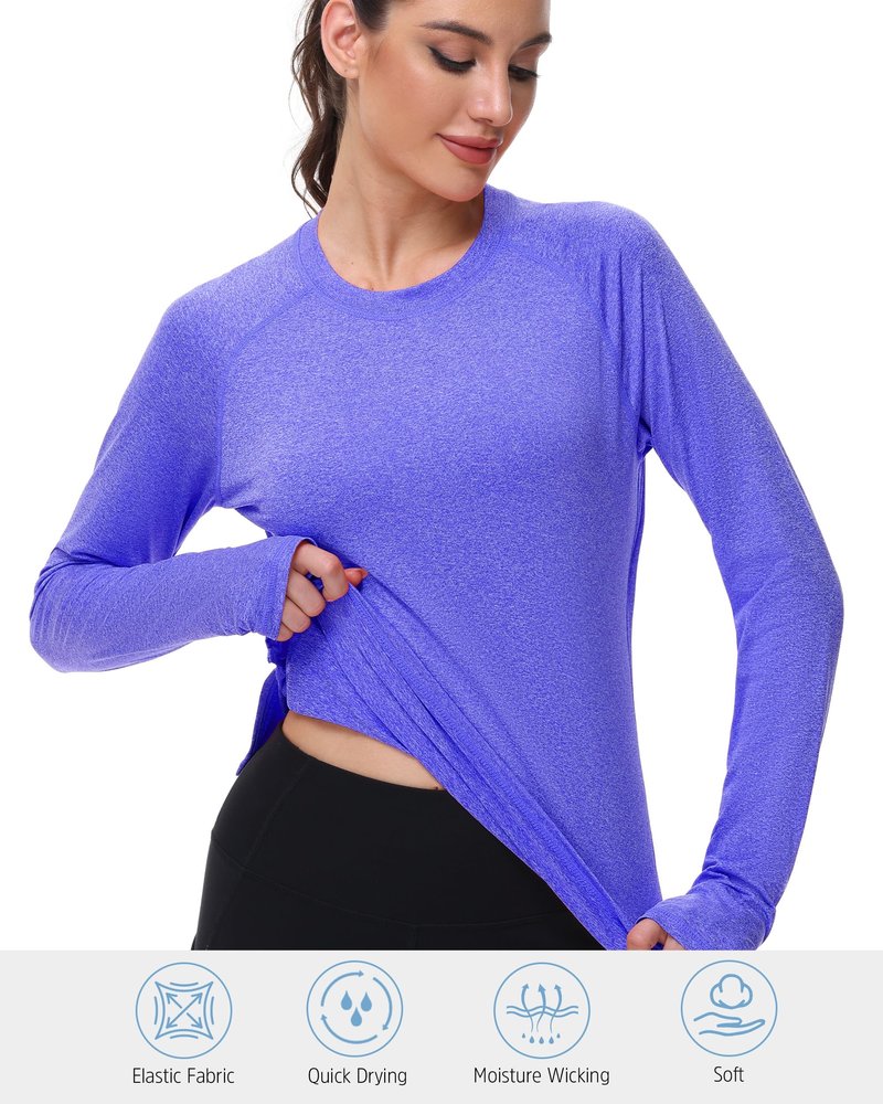 isnowood Swim Rash Guard Shirts for Women, Long Sleeve UV Sun Protection SPF Tops with Thumbhole, UPF 50+ Quick Dry for Hiking Workout