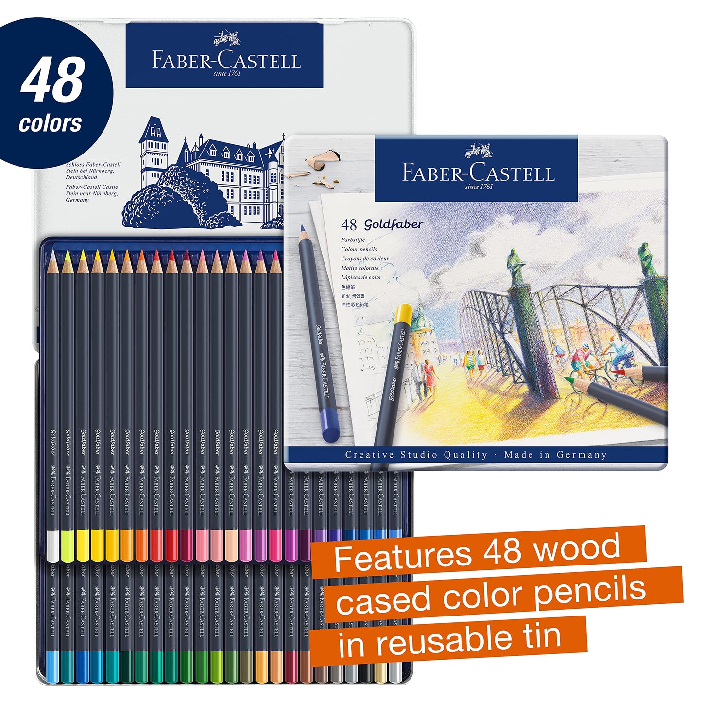 Faber-Castell Creative Studio Goldfaber Color Pencils - Tin of 48
