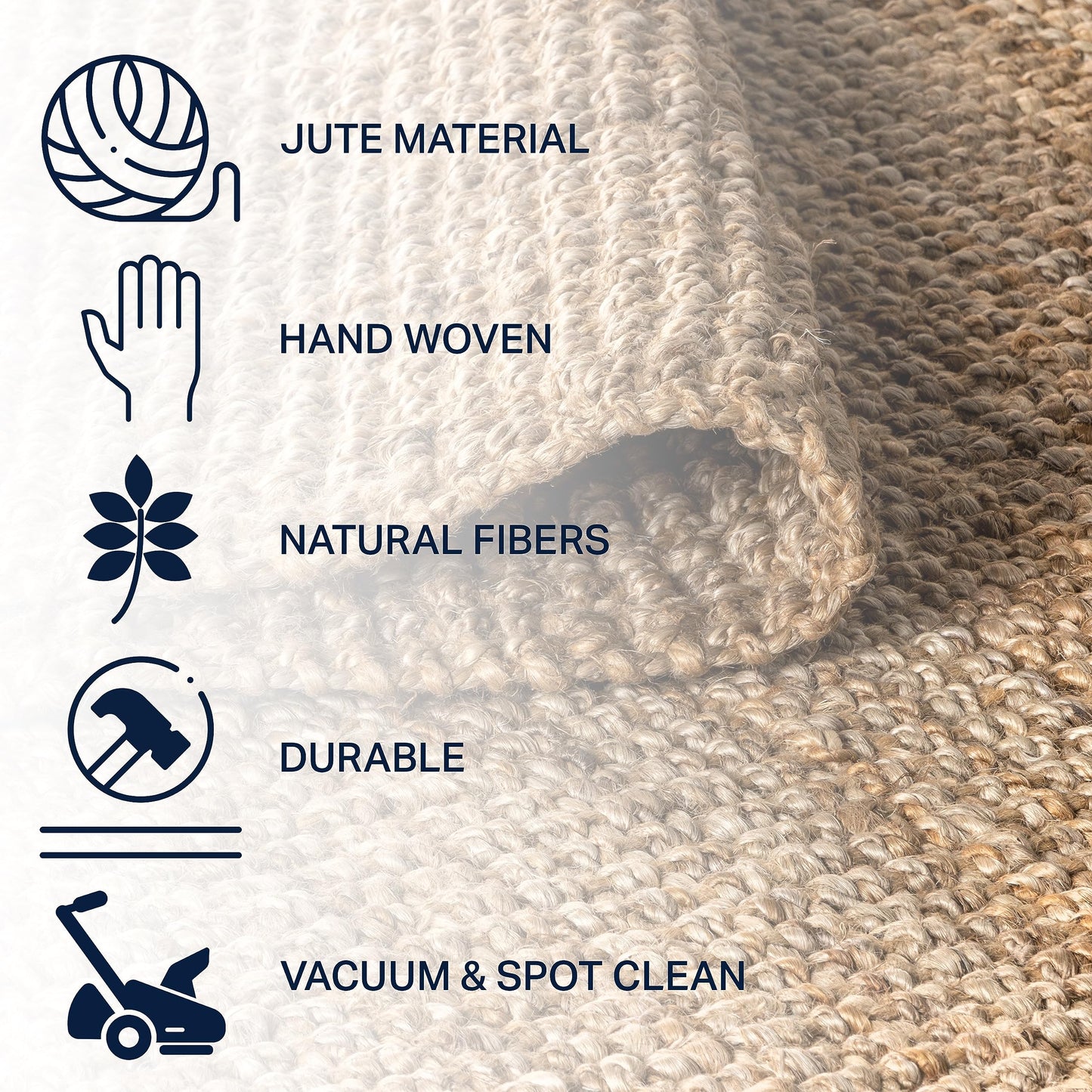 JONATHAN Y Handwoven Jute Fringe Natural 5x5 Square Indoor Area Rug, Pata, Bohemian, Rustic, Cottage, Easy-Cleaning for Living Room, Bedroom, Kitchen, Non-Shedding (NRF103A-5SQ)