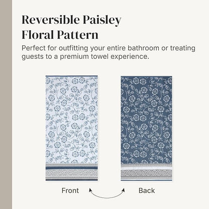 Modern Threads Ophelia 6-Piece 100% Cotton Towel Set – Reversible Yarn Dyed