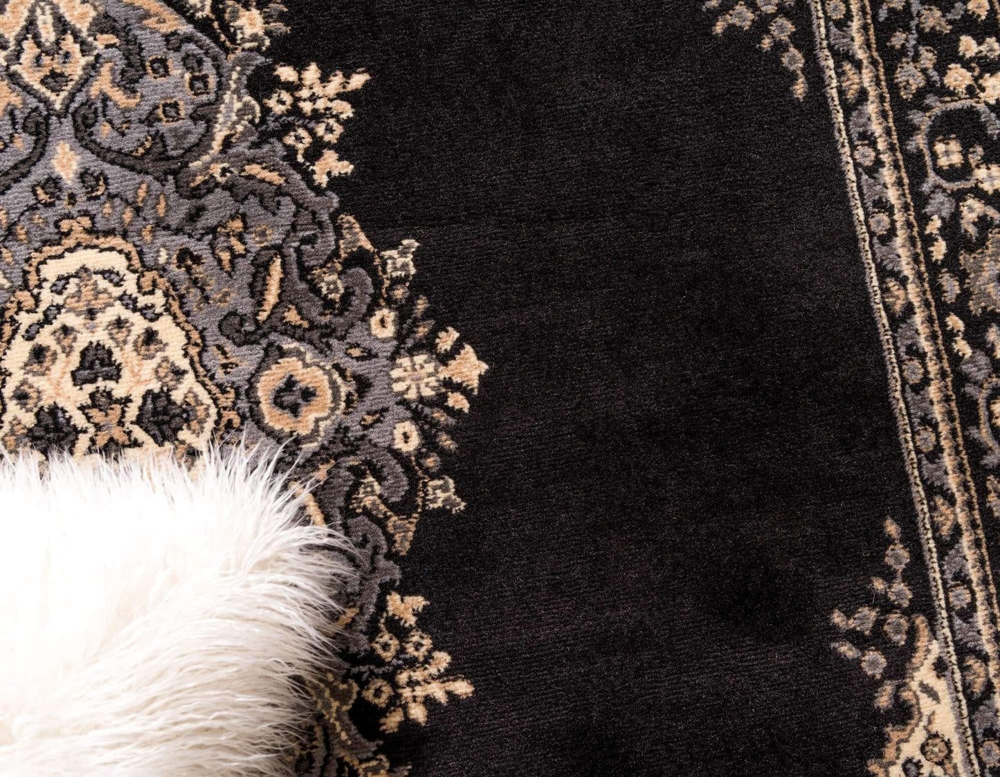 Unique Loom Reza Collection Traditional Persian Style Area Rug, Rectangular 5' 0" x 8' 0", Black/Beige