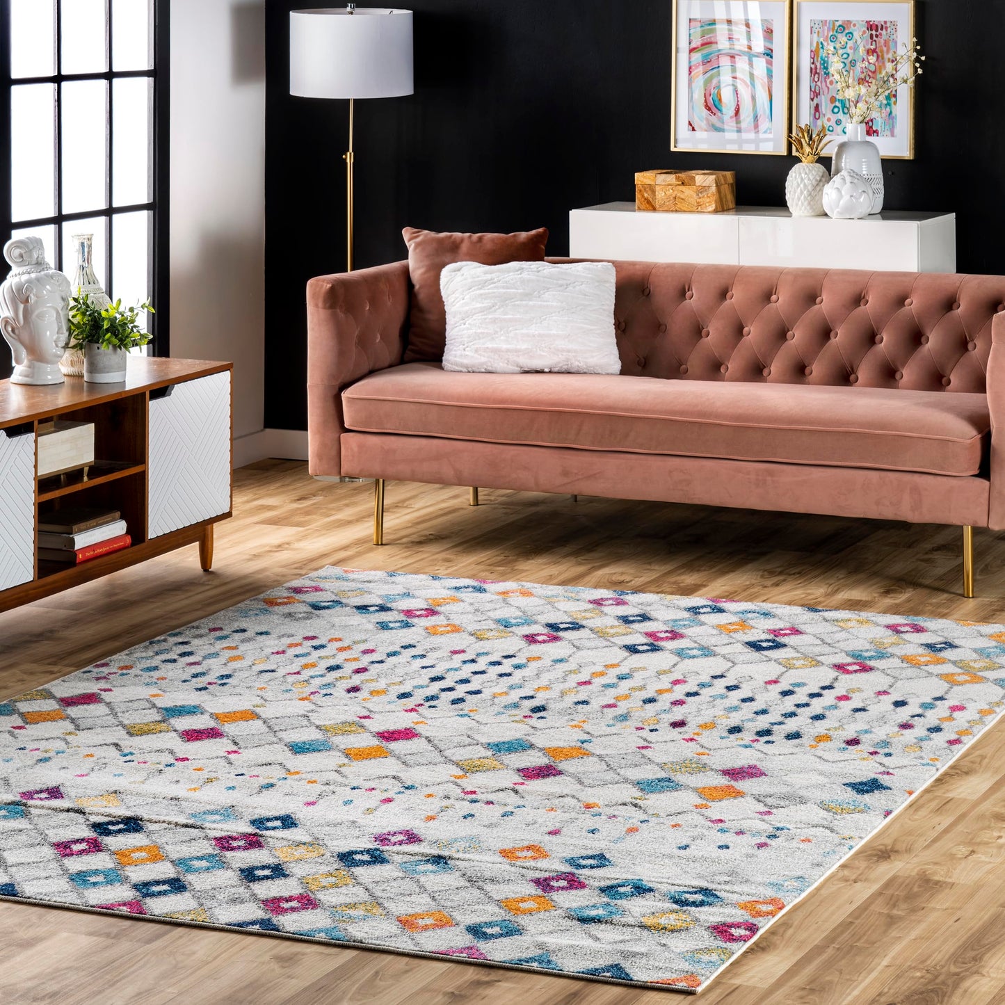 nuLOOM 4x6 Moroccan Blythe Area Rug, Multicolor, Faded Bohemian Design, Stain Resistant, For Bedroom, Dining Room, Living Room, Hallway, Office, Kitchen, Entryway