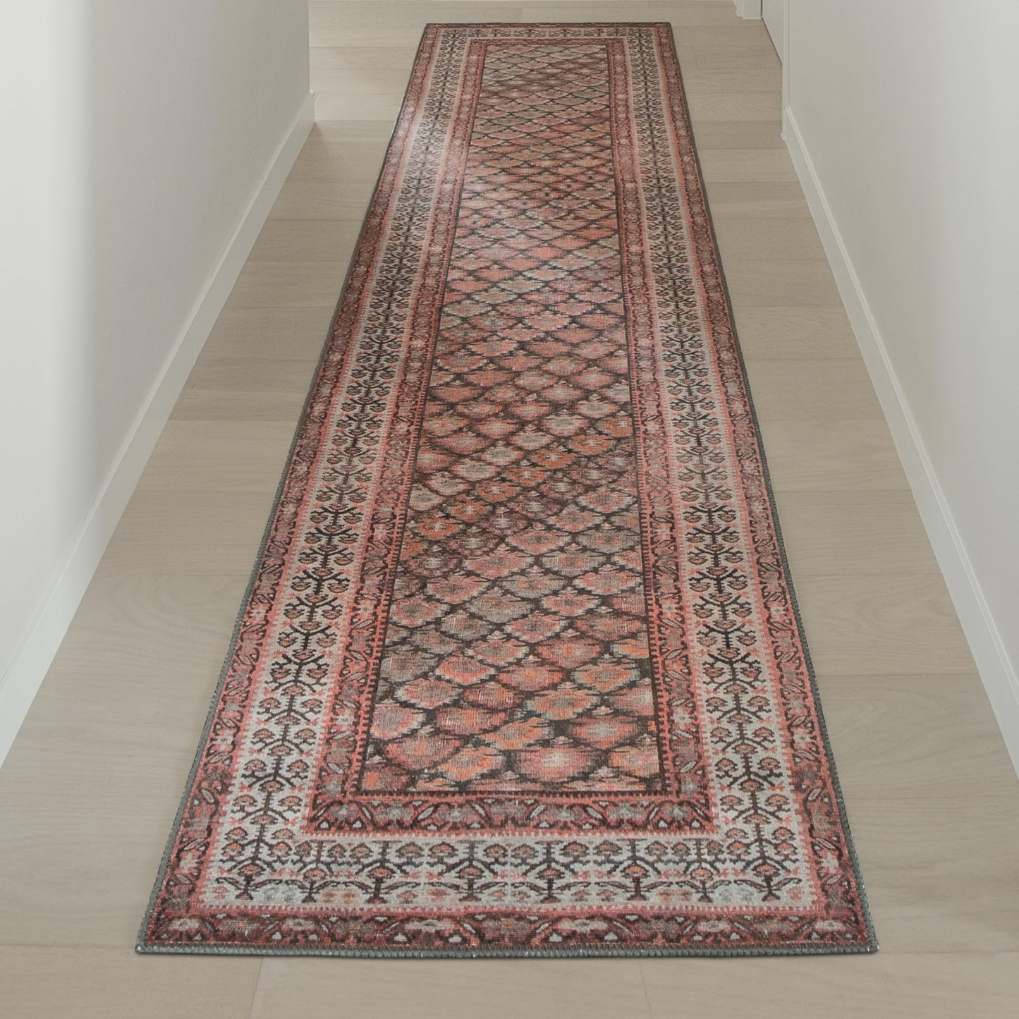 KNOTTING MATTERS Knot in Line 2’6” x 8’ Runner Rug – Warm Taupe & Clay Heritage Flatweave, Low-Pile – Easy Clean Runner Rug – Perfect for Hallway, Kitchen, Entryway – Pet & Kid Friendly
