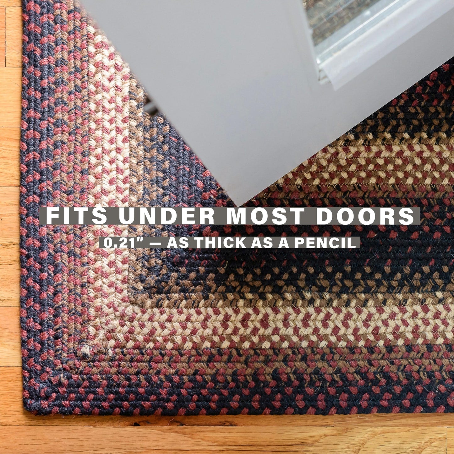 Prescott Jute Braided Rugs 20x30 - Primitive Black and Burgundy Rug for Entryway, Kitchen and Bathroom