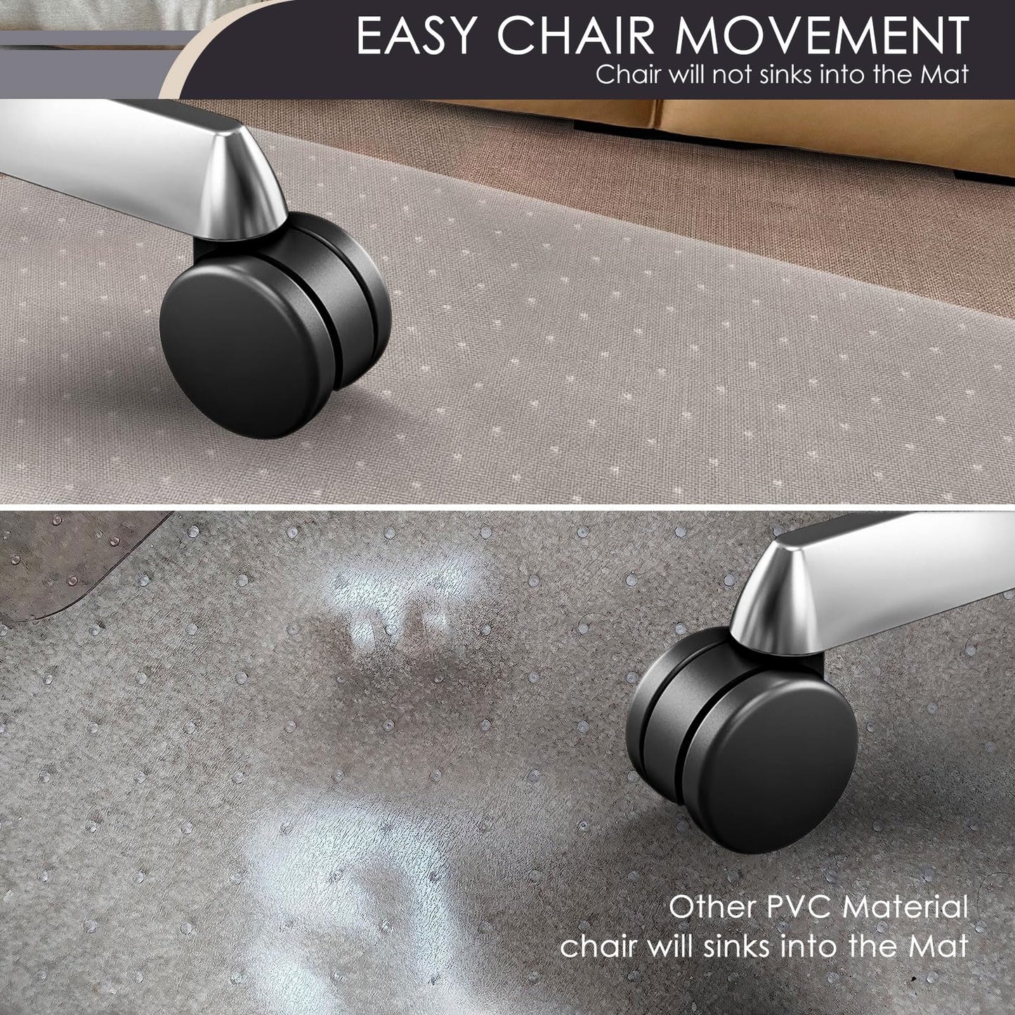 Kuyal Office Chair Mat for Carpet, 2Pack 32x55 Clear Heavy Duty Computer Chair Mat with Lip, Under Desk Protector Carpeted Floors Mat, Easy Chair Movement,Ship Flat