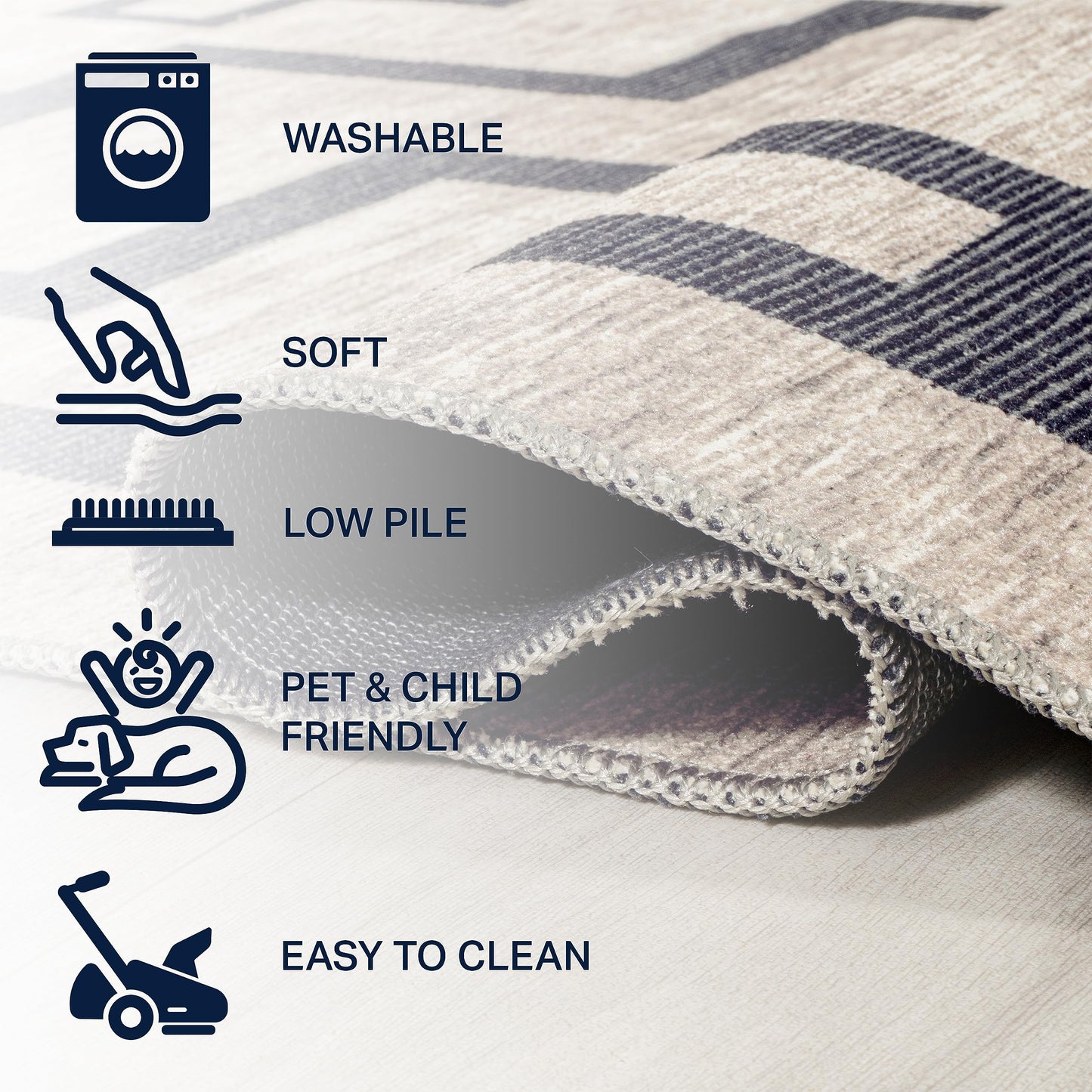 JONATHAN Y Machine Washable Indoor Area Rug 3X5 Ivory/Dark Gray, Ashkii Minimalist Medallion for Living Room, Bedroom, Kitchen, Office, Easy-Cleaning, Pet-Friendly, Non-Shedding WSH115A-3