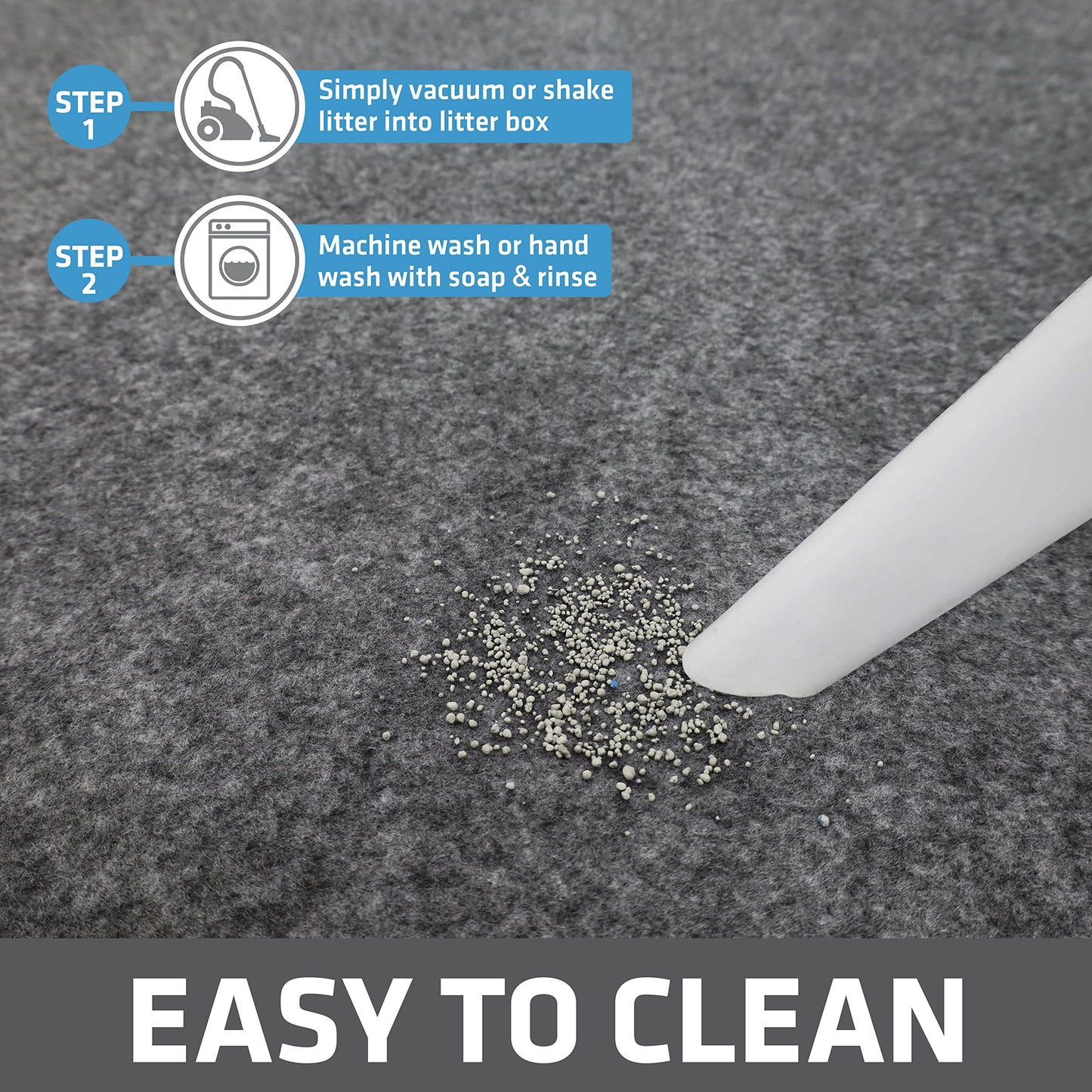 Drymate Cat Litter Box Mat, Litter Trapping Mat, Waterproof, Urine-Proof, Absorbent, Machine Washable, Soft on Paws, Contains Mess, Protects Floors, Kitten Supplies, Light Grey, 29x36 XL