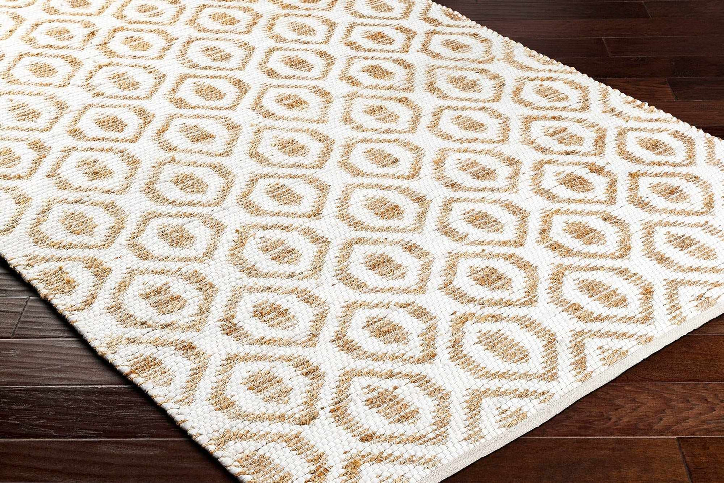 Hauteloom Nautilus Recycled Material Area Rug - Geometric Trellis Diamond Lattice Circles - Contemporary Modern Minimalist Farmhouse Boho - Rose Cream, Clay, Sand, Beige, Cream - 5' x 7'6"