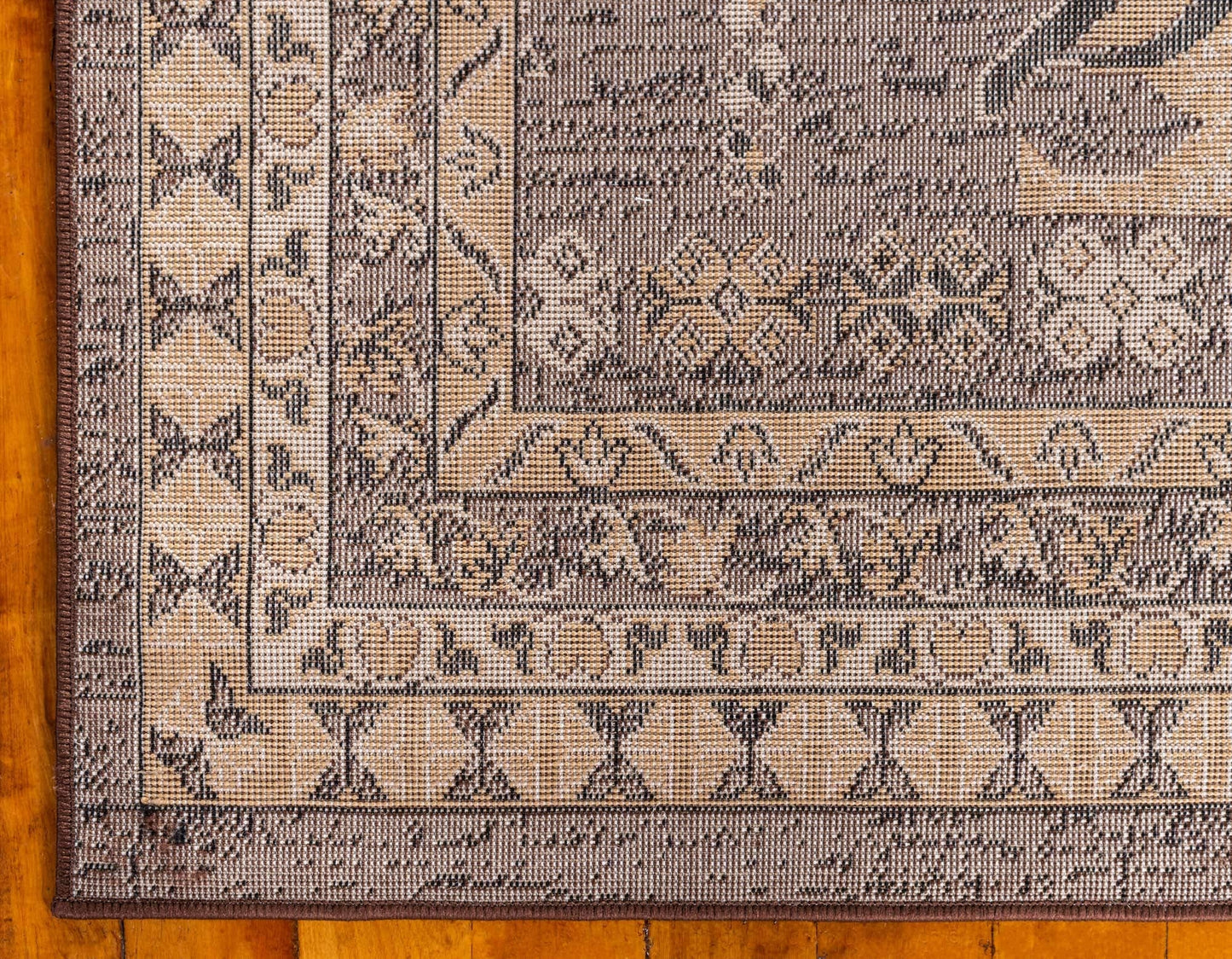 Unique Loom Taftan Collection Border Geometric Tribal Inspired Design Area Rug (2' 2 x 8' 2 Runner, Brown/ Tan)