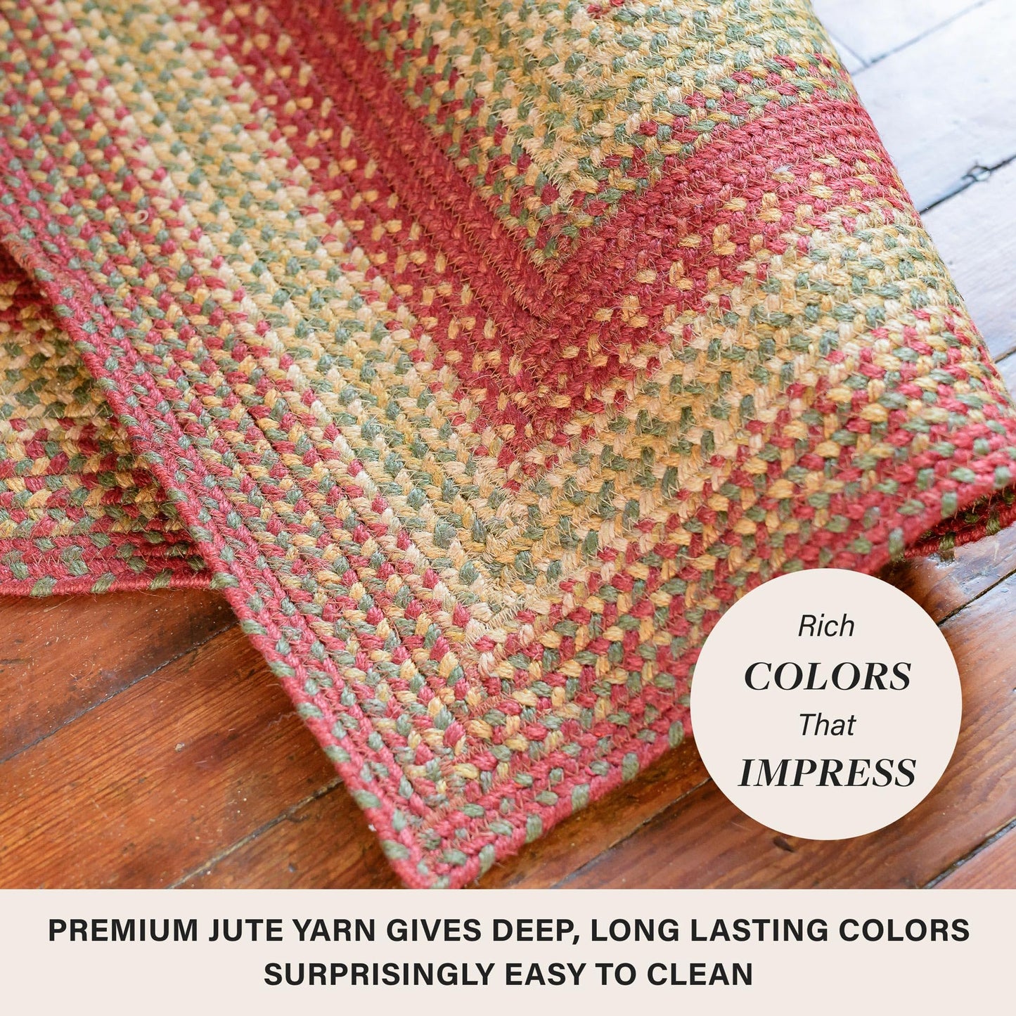 Cider Barn Cranberry Red Small Braided Rug, Jute, 27"x45" Rectangle - Perfect Country Rustic Decor for Entryway, Bathroom, Everywhere