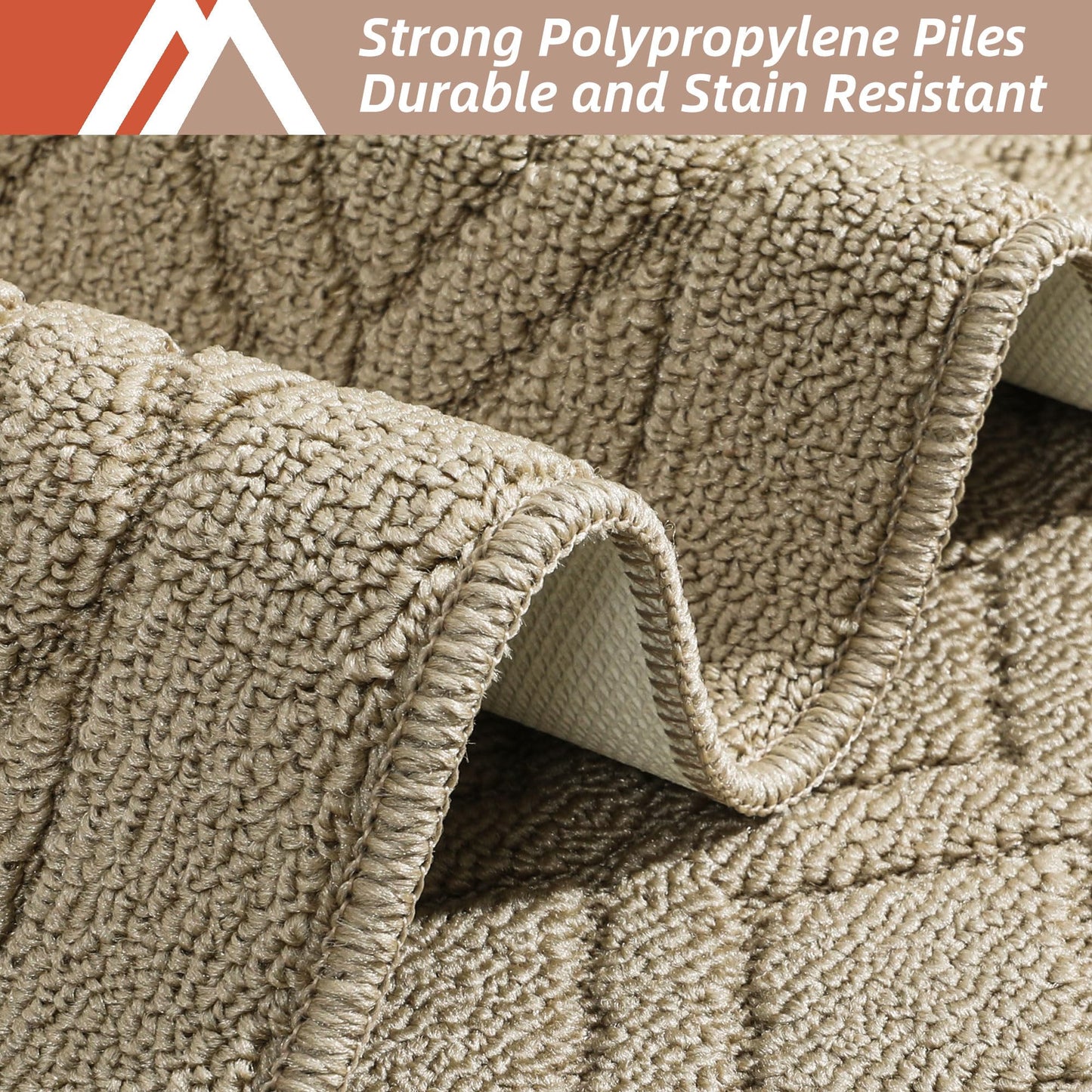 COSY HOMEER 48x20 Inch/30X20 Inch Kitchen Rug Mats Made of 100% Polypropylene 2 Pieces Soft Kitchen Mat Specialized in Anti Slippery and Machine Washable for Home Kitchen,Beige
