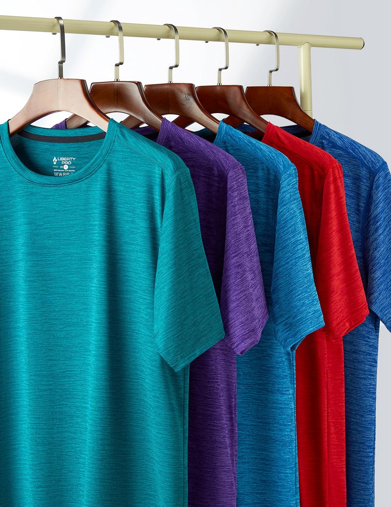 5 Pack Men’s Active Quick Dry Crew Neck T Shirts | Athletic Running Gym Workout Short Sleeve Tee Tops Bulk (Set 9, 3X-Large)