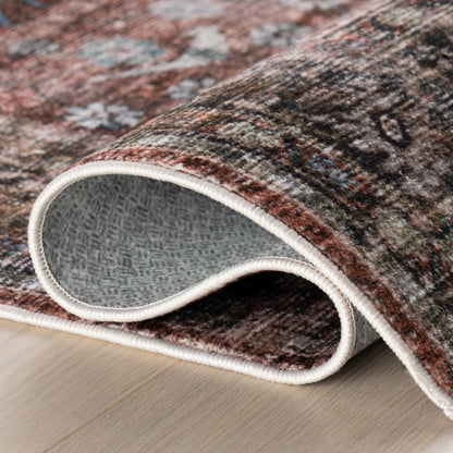 Nuloom Orielle Medallion 5' x 8' Machine Washable Area Rug for Living Room Bedroom Dining Room, Rust