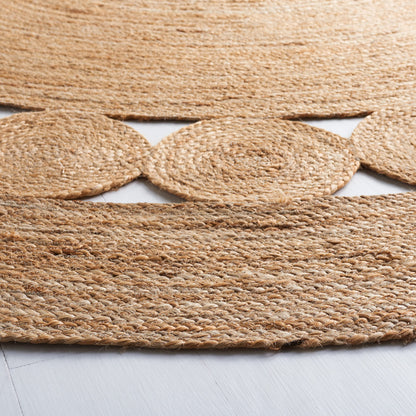 SAFAVIEH Area Rug 3' Round - Natural Fiber Collection - Natural Brown, Handmade Jute, Boho Farmhouse Braided Design (NF364A)
