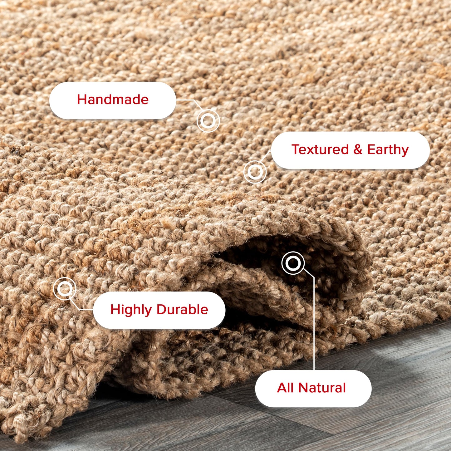 Nuloom Ashli Hand Woven, Natural, 2'6" x 12', Farmhouse, Jute, Soft and Textured, High Traffic, Stain Resistant, Easy Clean, Durable Runner for Bedroom, Living Room, Dining, Den, Foyer, Entryway