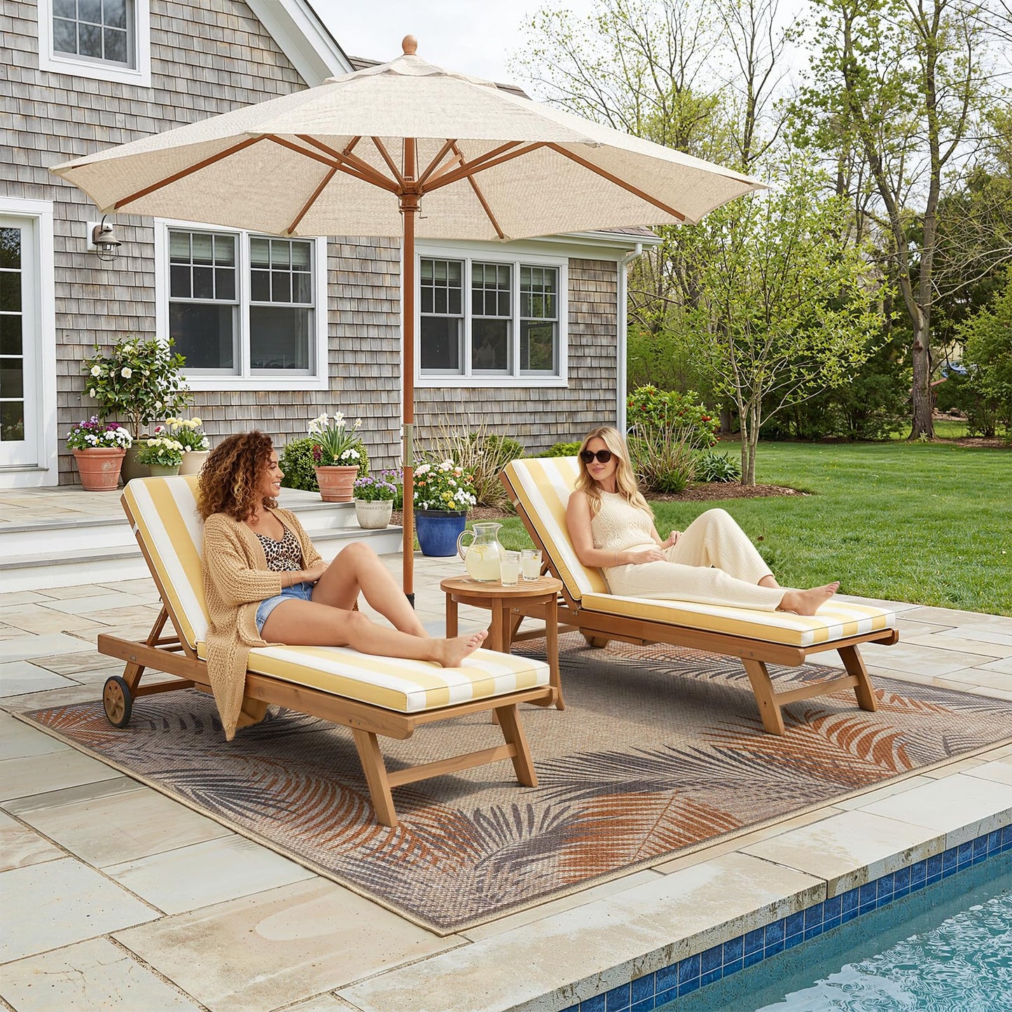 LIVEBOX Modern Easy Jute 5x7 Outdoor Rug, Washable Area Rugs for Living Room Patio Tropical Leaf Indoor Outdoor Rug, Boho Farmhouse Non Slip Carpet for Backyard Foyer Dining Room(Beige, 5'x7')