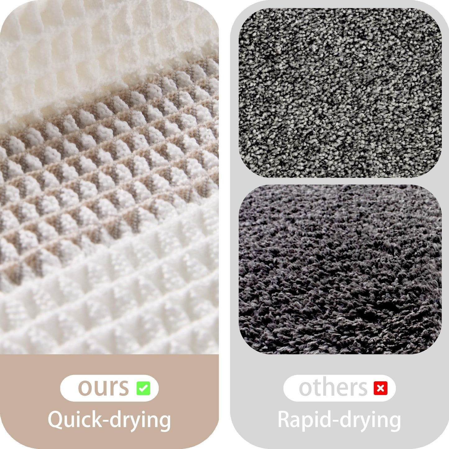 KaviKon Waffle Bath Mat Non Slip, Boho Bathroom Rug, Super Absorbent Quick Dry Bathroom Mat, Soft Farmhouse Bath Rug with Tassels, Small Washable Shower Mats for Floor 16"x24", White and Taupe