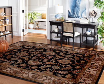SAFAVIEH Heritage Collection Area Rug - 9'6" x 13'6", Black & Beige, Handmade Traditional Oriental Wool, Ideal for High Traffic Areas in Living Room, Bedroom (HG628B)