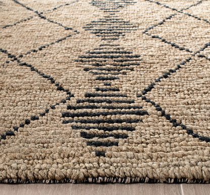 SAFAVIEH Bohemian Collection 3' x 5' Beige / Black BOH703Z Handmade Moroccan Tribal Jute Area Rug