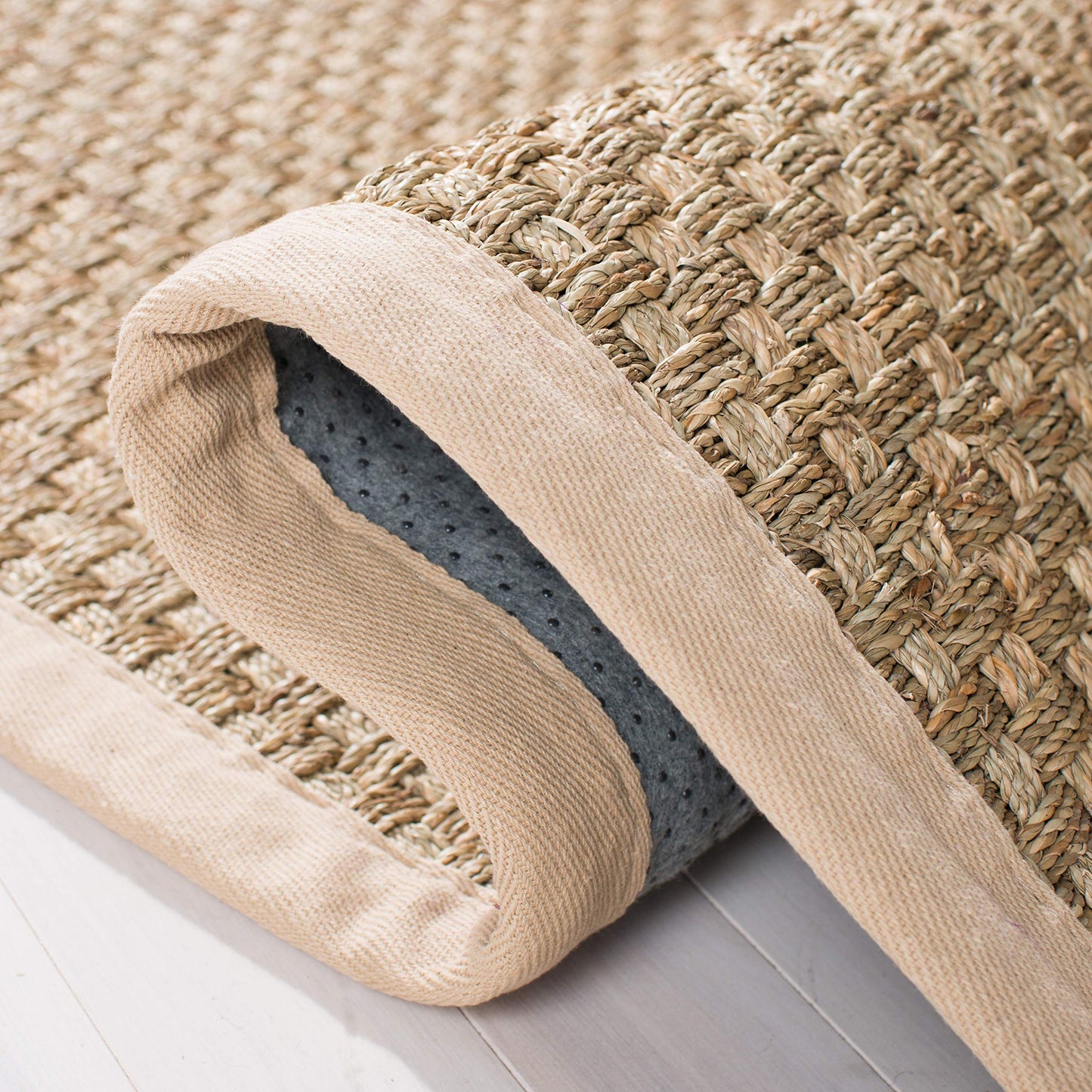 SAFAVIEH Area Rug 2x3 - Natural Fiber Collection - Natural & Beige, Seagrass, Basketweave Pattern with Border (NF114A)