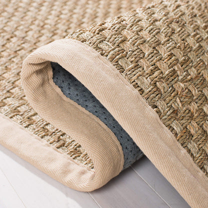 SAFAVIEH Area Rug 2x3 - Natural Fiber Collection - Natural & Beige, Seagrass, Basketweave Pattern with Border (NF114A)
