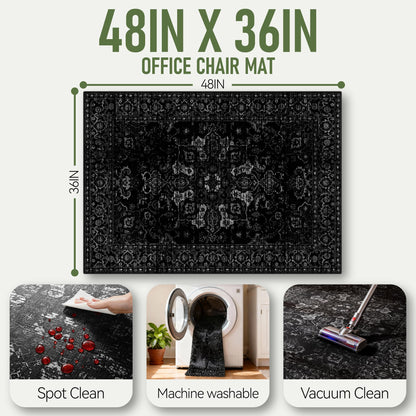 Office Chair Mat for Hardwood Floor, 36"x48" Desk Chair Mat for Home Office, Non-Slip Under Desk Mat for Rolling Chair,Washable Chair Rugs for Gaming Chairs-Black
