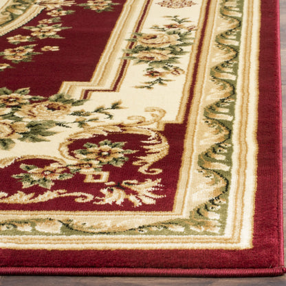 SAFAVIEH Lyndhurst Collection Accent Rug - 4' x 6', Red & Ivory, European Medallion Design, Non-Shedding & Easy Care, Ideal for High Traffic Areas in Entryway, Living Room, Bedroom (LNH218C)