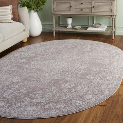 SAFAVIEH Area Rug 6x8 Oval- Reflection Collection - Beige & Cream, Non-Shedding & Easy Cleaning, Ideal for Living Room, Bedroom, Dining Space (RFT664A)