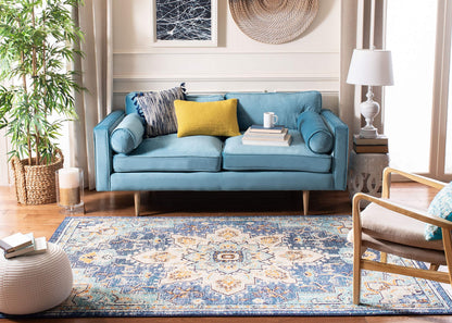 SAFAVIEH Area Rug 9x12 - Madison Collection - Large - Blue & Light Blue, Boho Chic Distressed Medallion Design, Non-Shedding & Easy to Clean, Ideal for Living Room, Bedroom, Dining Space (MAD473M)